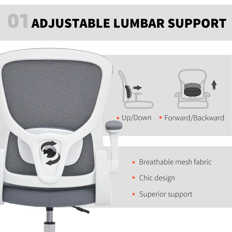 HOMCOM Draughtsman Chair, with Adjustable Lumbar - Charcoal Grey