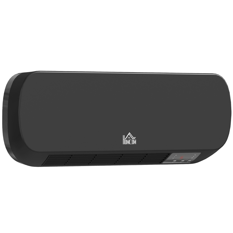 HOMCOM Calefactor Eléctrico de Pared 1000W/2000W Estufa con Pantalla LED y Mando a Distancia 45x18,6x11,5 cm Negro