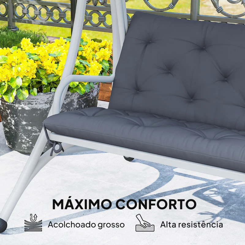 Outsunny Coussin de banc matelas assise dossier pour banc de jardin coussin balancelle canapé 3 places grand confort 100 x 98 x 8 cm gris