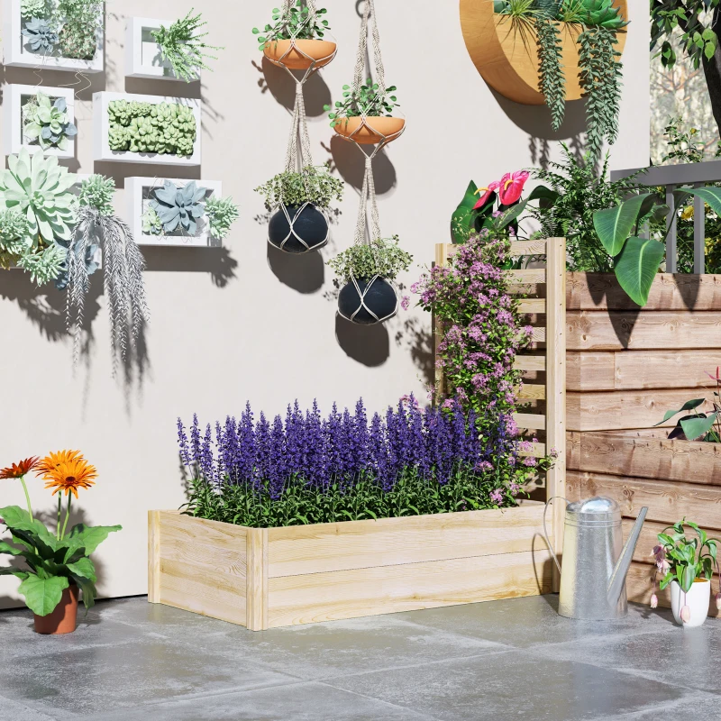 Outsunny Jardinière avec treillis bac à fleurs jardinière de jardin dim. 115L x 60l x 110H cm effet bois naturel