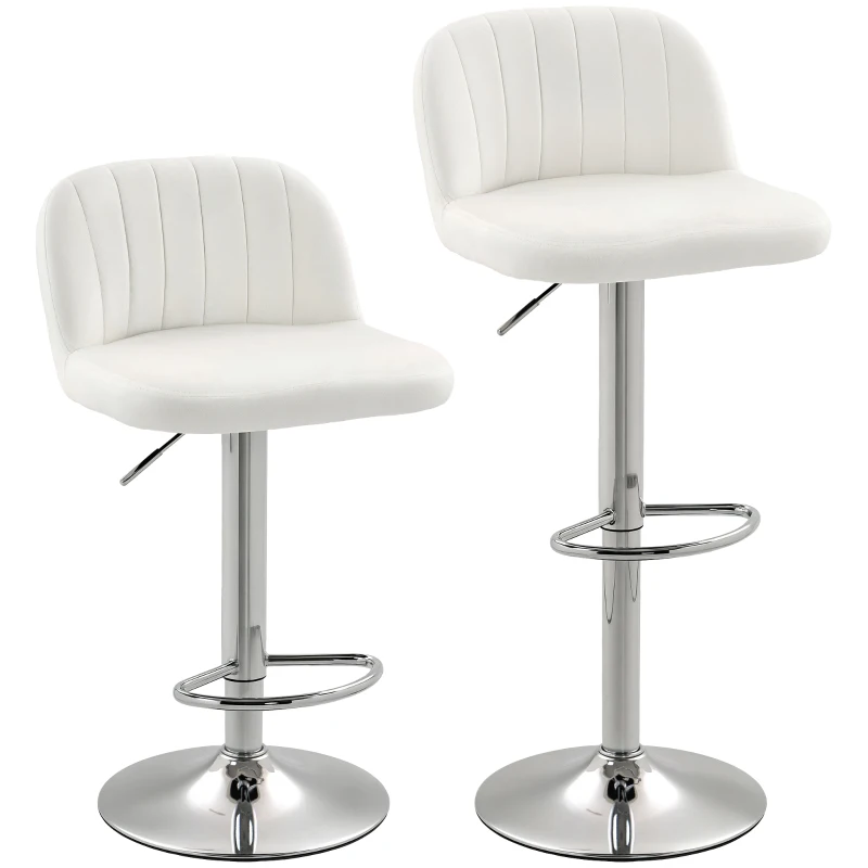 HOMCOM 2er-Set Barhocker Hohe Küchenhocker mit höhenverstellbarem, drehbarem Sitz 43x45x81-101 cm Creme
