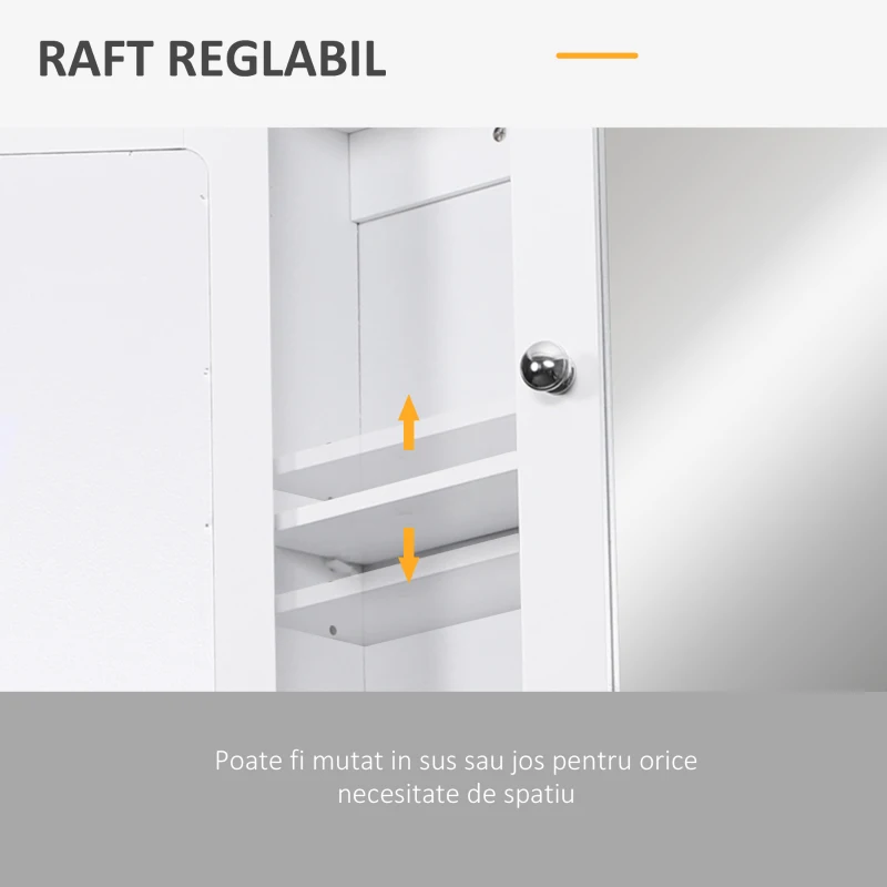 HOMCOM dulap de baie cu oglinda, 56x13x58 cm, alb