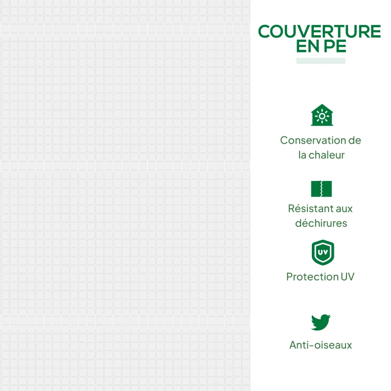 Outsunny Serre de jardin mini serre 2 fenêtres enroulables couverture en PE haute densité 140 g/m² 120 x 60 x 60 cm blanc