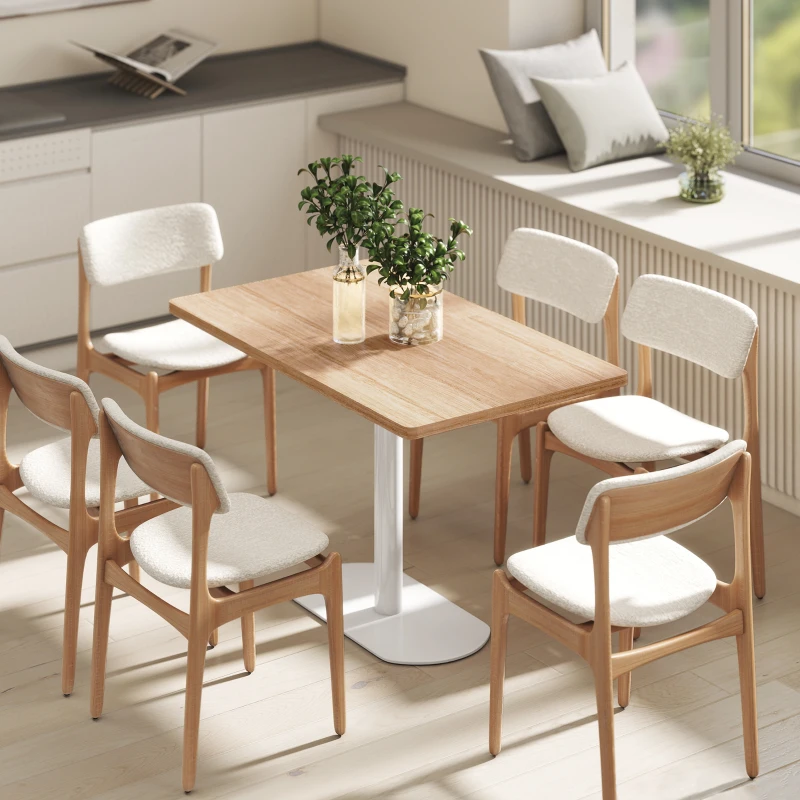 HOMCOM Table à manger rectangulaire pour 6 personnes, 120 x 70 x 75 cm, table de cuisine piétement et plateau épais chêne blanc