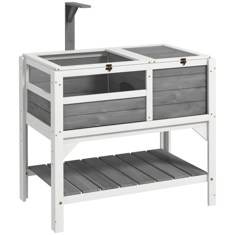 PawHut Maison enclos pour tortues sur pieds avec étagère de rangement en bois massif - 84 x 51 x 103 cm