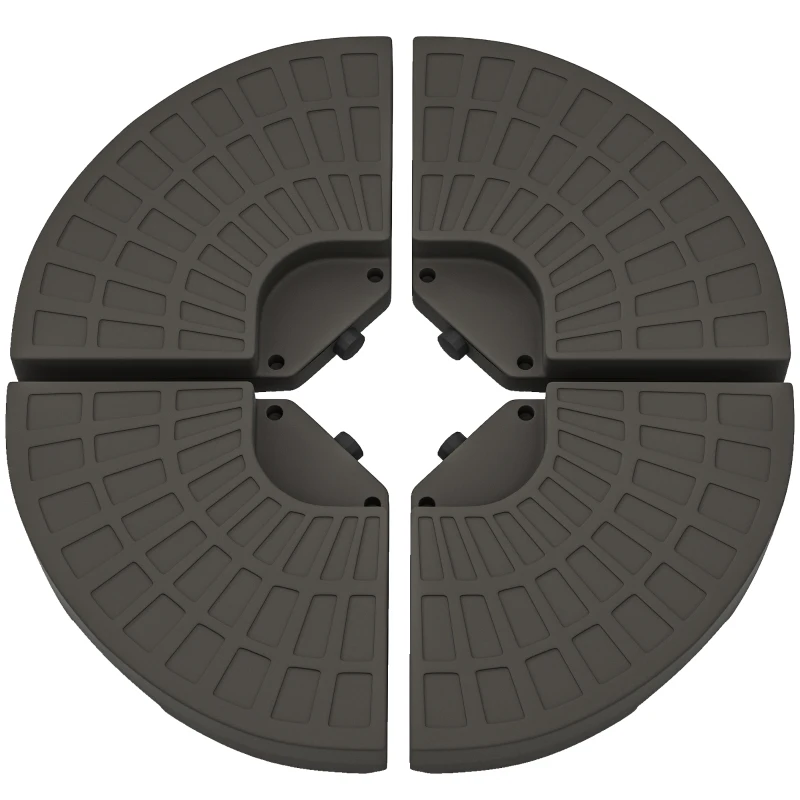 Outsunny Lot de 4 pieds de parasol poids de lestage pour parasols déportés - A remplir d'eau et de Sable jusqu'à 100 kg - dim. totales 100L x 100l x 10H cm HDPE café