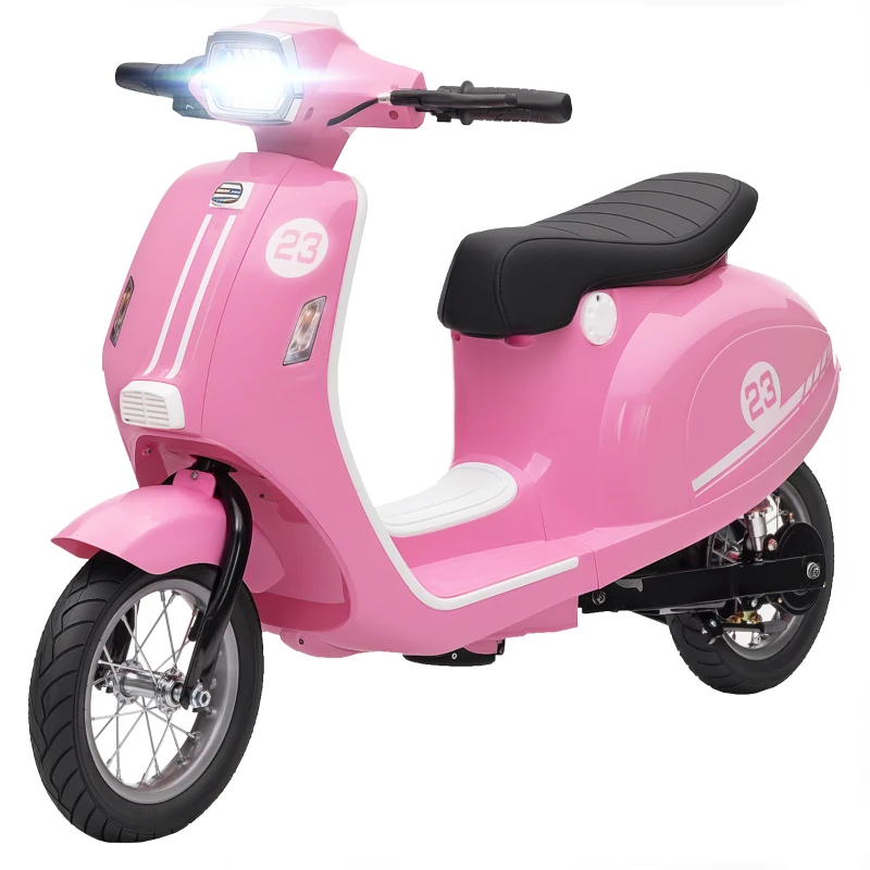 AIYAPLAY 24V Kids Electric Motorbike, Ride on Motorcycle with Manual Throttle, Brakes and LED Lights for Ages 8-12 Years, Pink
