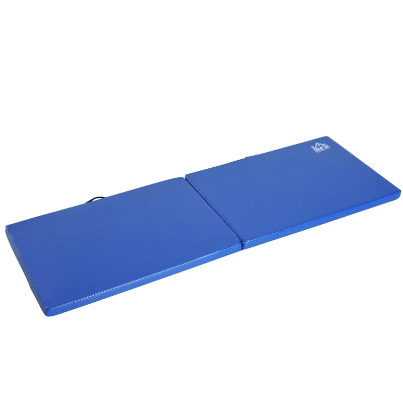 HOMCOM Tappetino da Ginnastica Pieghevole, Materassino Fitness Spesso 5 cm e Antiscivolo, 180x60x5 cm, Blu