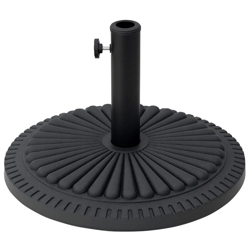 Outsunny Pied de parasol base de lestage parasol rond ciment HDPE motif rosace Ø 49 cm poids net 14 Kg noir