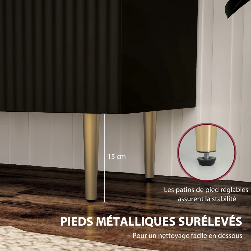 HOMCOM Buffet cuisine meuble de rangement avec 2 portes étagère réglable pieds métalliques surélevés 80 x 40 x 80 cm noir