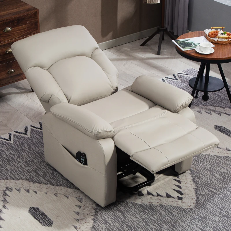 HOMCOM Fauteuil releveur électrique, fauteuil relax électrique avec fonction massage et chauffage, 89 x 94,5 x 103 cm, gris