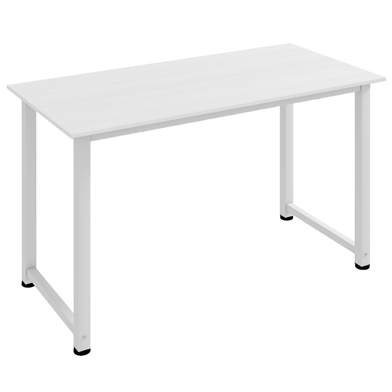 HOMCOM Table d'ordinateur table de salle à manger 120L x 60l x 76H cm Multifonction Grand Plateau Blanc cadre en métal