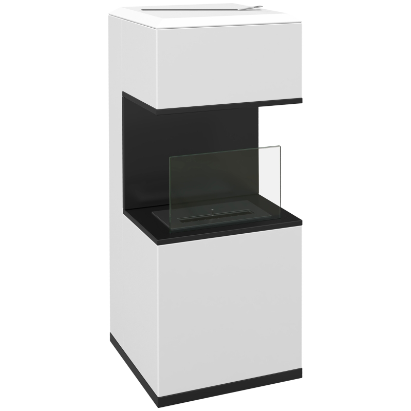 HOMCOM Cheminée au bioéthanol sur pieds avec brûleur 1,2L, environ 3H de durée de combustion couverture 20 à 25 m² en acier