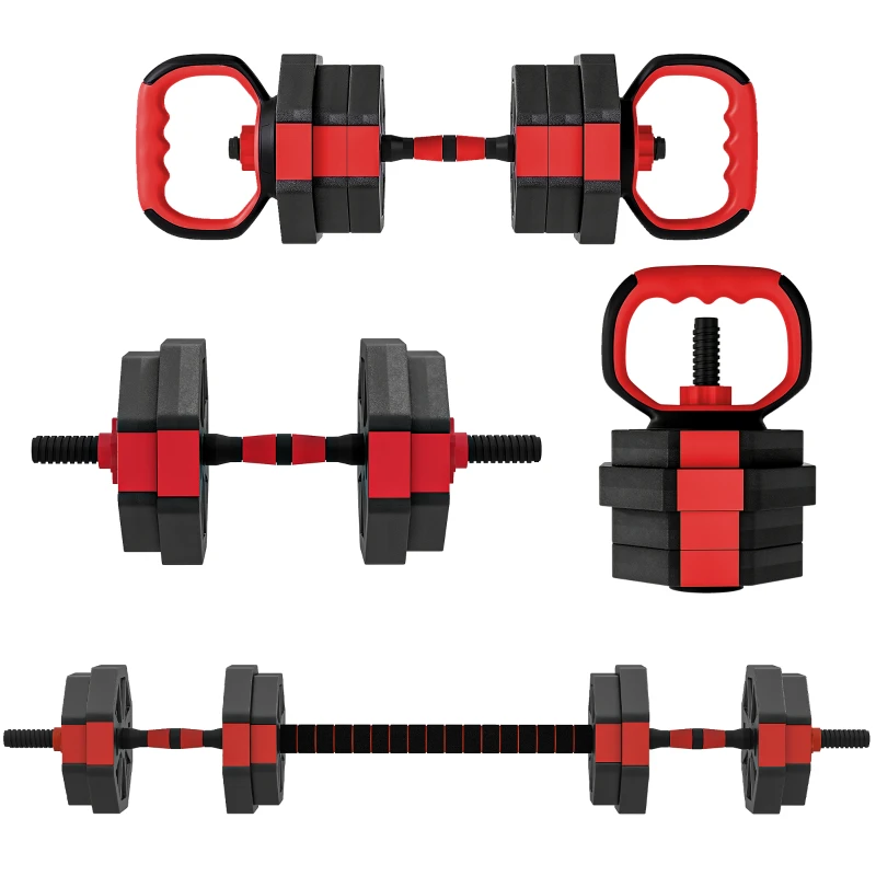 SPORTNOW 4-in-1 Hantelset Kurzhantel Set Kurzhanteln Langhanteln verstellbar 15 KG für Krafttraining Zuhause