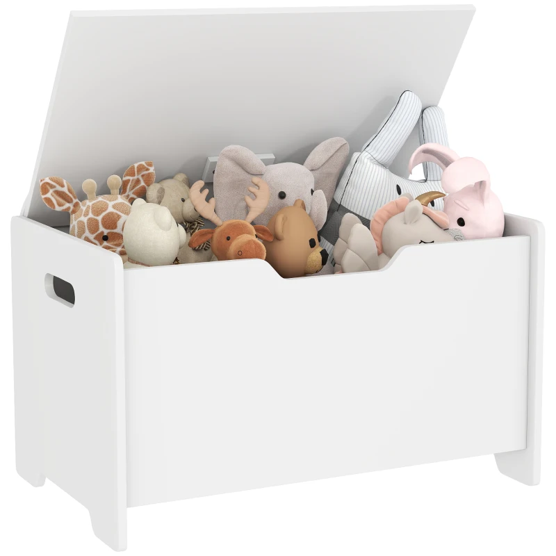 AIYAPLAY Baule Portagiochi in Legno a Forma di Orso e Capacità 20 kg 60x38x48 cm, Bianco