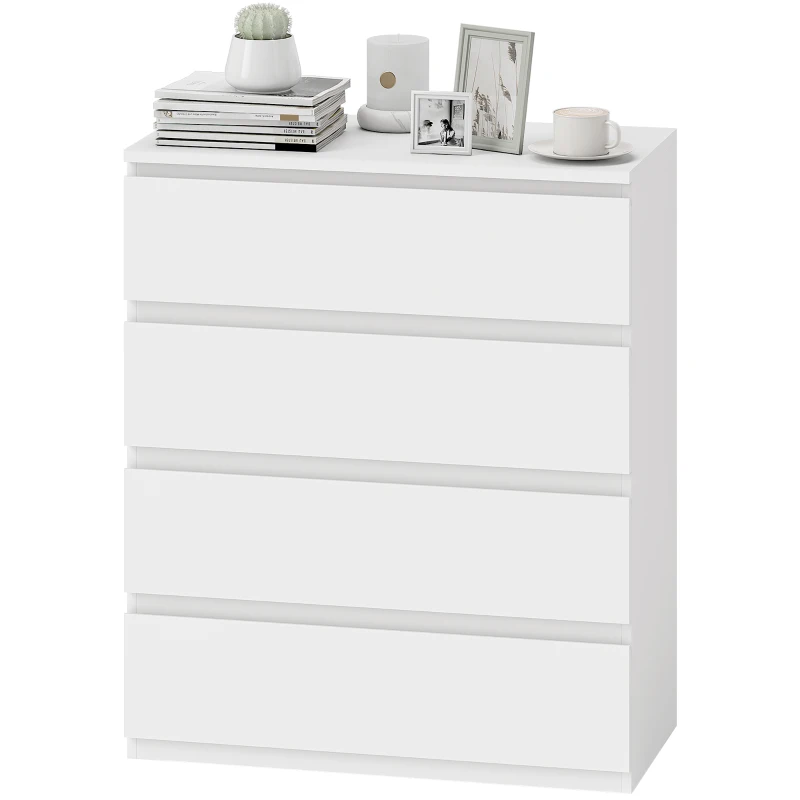 HOMCOM Cassettiera 4 cassetti, 80 x 39 x 95 cm, Bianco