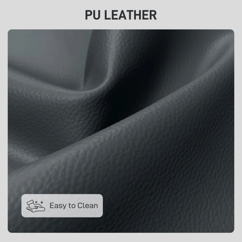 HOMCOM Canapea cu Două Locuri Fără Brațe în Piele Sintetică Capitonată cu Nasturi Negru