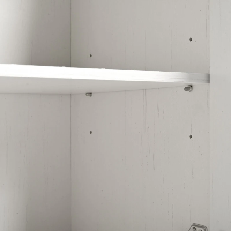 Îlot de cuisine avec plateau rabattable, avec 4 portes et 2 tiroirs, 140x45/73x92 cm, Blanc