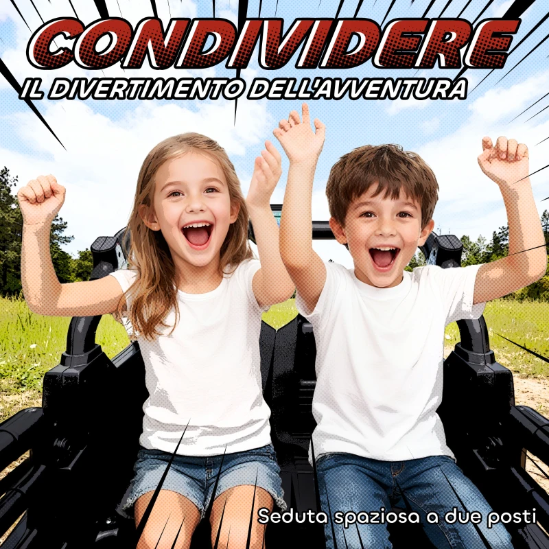 AIYAPLAY Macchina Elettrica per Bambini 3-8 Anni 24V a 2 Posti, Doppio Motore, Telecomando e Soft Start, Arancione