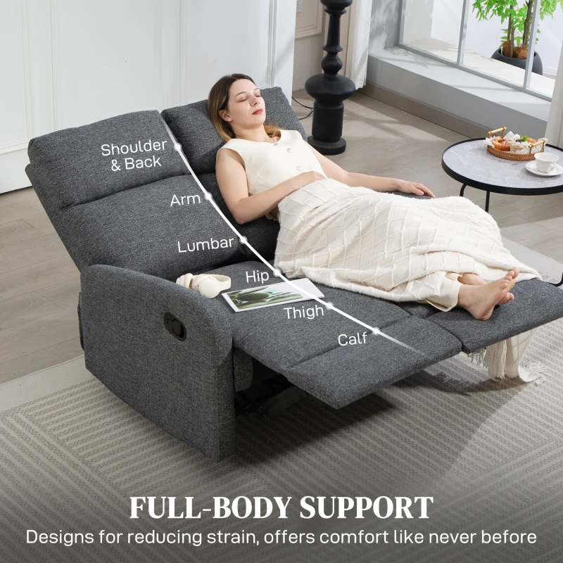 HOMCOM Canapea 2 Locuri Rabatabilă la 145° Tapițată în Chenille Gri