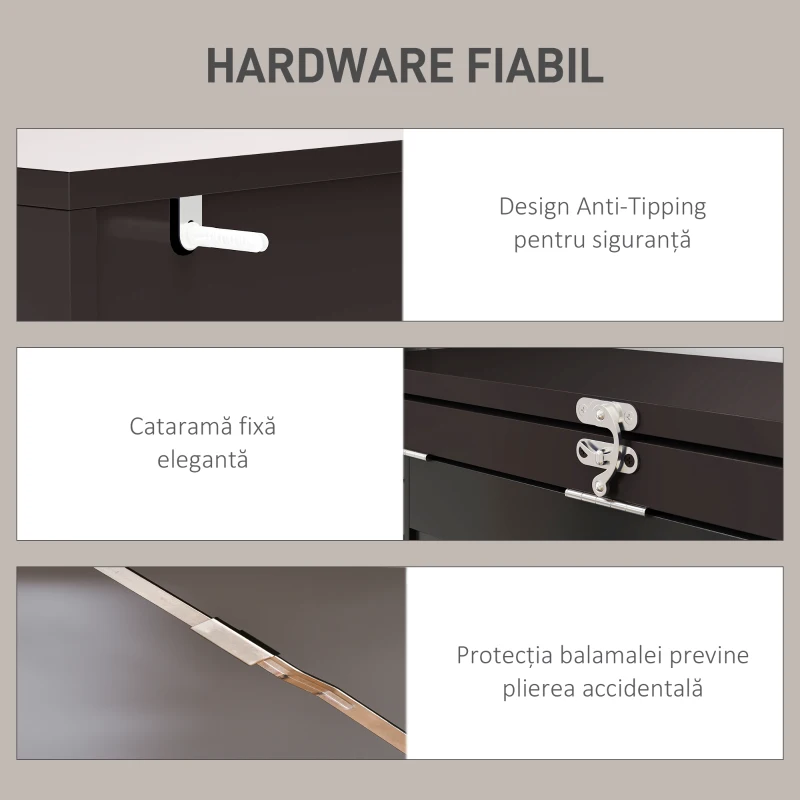 HOMCOM Birou Modern Pliabil cu Bibliotecă și Tablă, din Lemn și Metal, 98x51x153 cm, Maro