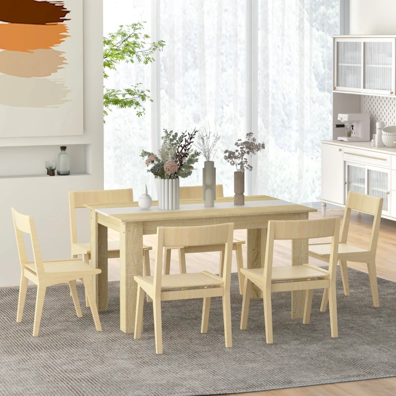 HOMCOM Mesa de Jantar Moderna Mesa para Sala Retangular para 4-6 Pessoas Carga 100 kg 140x89,5x75 cm Branco e Carvalho