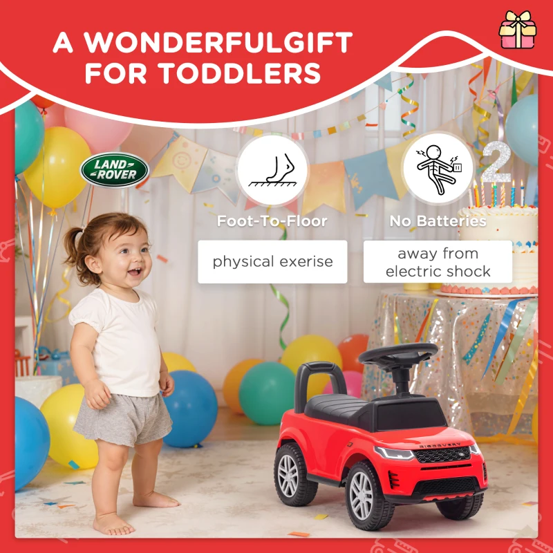AIYAPLAY Coche Correpasillos con Licencia de Land Rover para Niños 18-36 Meses con Almacenaje Bocina Sonidos de Motor Rojo