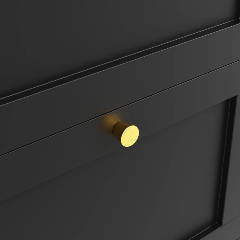 Bancone bar girevole a 360°, mobile modulare a L con 4 cassetti e ripiani aperti, Nero