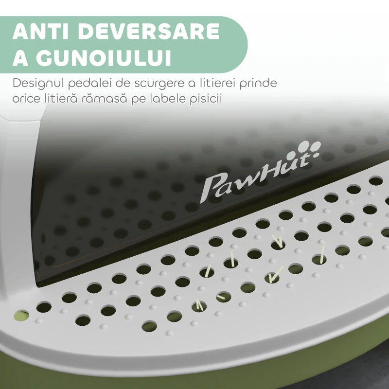 PawHut Litieră cu Capac, Tavă pentru Nisip tip Sertar cu Filtru de Carbon și Lopățică, 40,5x52x39 cm, Gri