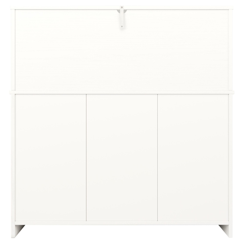 Buffet moderne avec range-verres à vin, espace de rangement multi-niveaux, 120x40x120 cm, Blanc