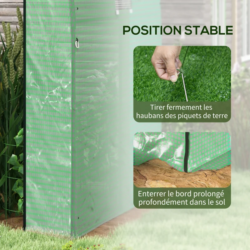 Outsunny Serre de jardin serre tunnel de jardin 3,24m² PE Haute densité 135 g/m², avec 2 portes zippées 180 x 180 x 200 cm, vert