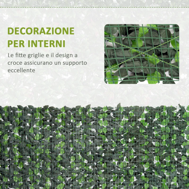 Outsunny Rotolo di Siepe Artificiale 3x1 m in PE e Tessuto per Balcone e Giardino, Verde Chiaro e Verde Scuro