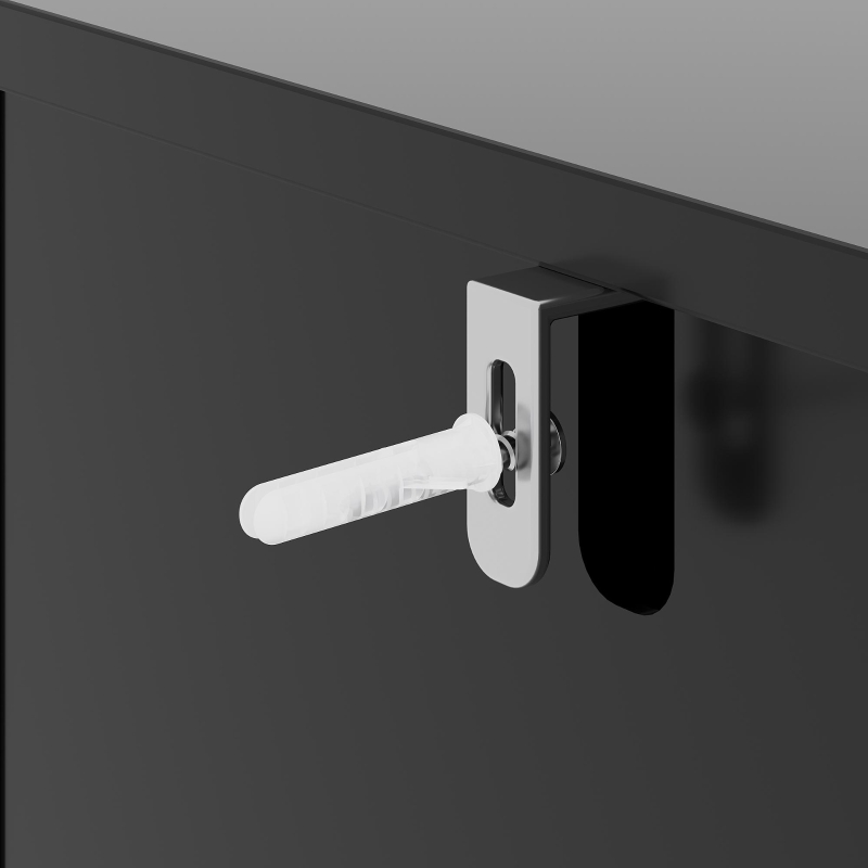 Dulap minimalist pentru sufragerie, cu 4 uși și rafturi reglabile, 140x38,5x82,5 cm, Negru