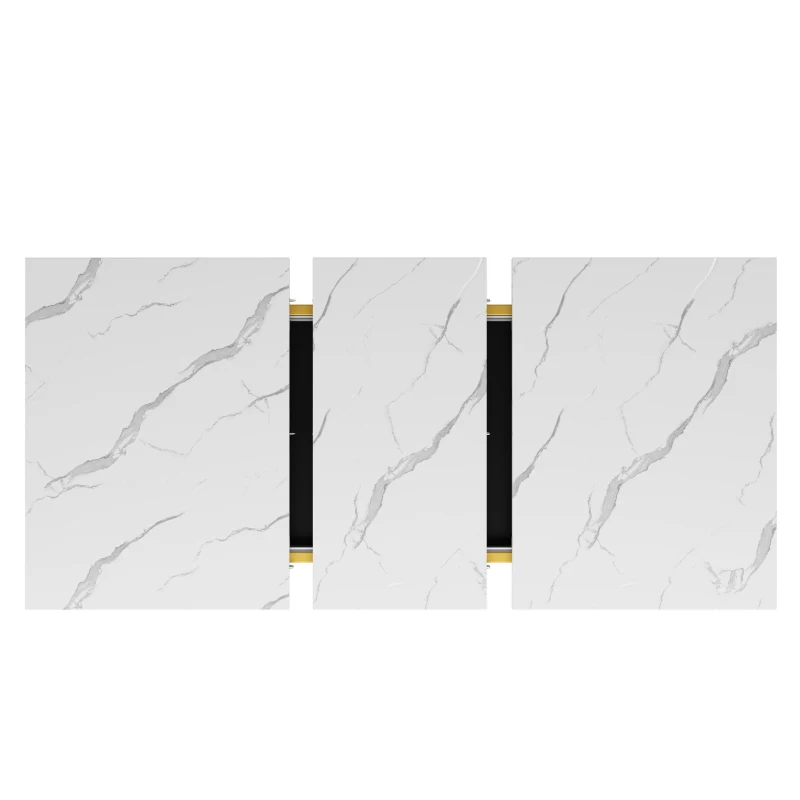 Table à manger extensible, table cuisine-séjour avec pieds croisés, 120-160x80x75,4 cm, Blanc+Noir