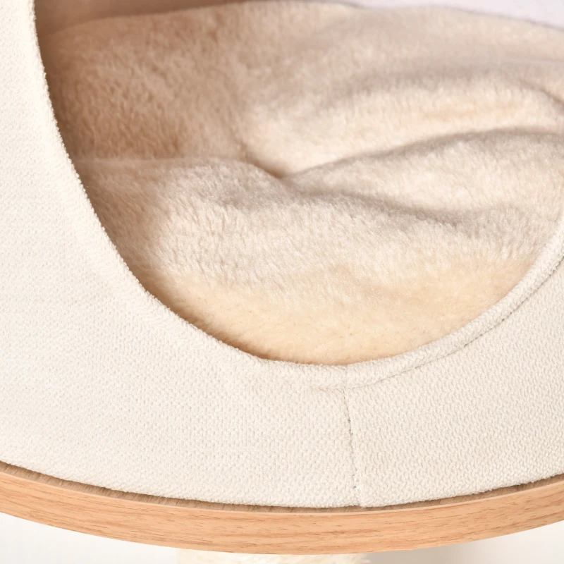 PawHut Copac pentru Pisici de Perete 38x30x149 cm cu Multiple Platforme din Lemn Vizuini Pat Superior Pernă Detașabilă Stâlpi Zgârietoare din Sisal Turn de Cățărat Bej și Stejar