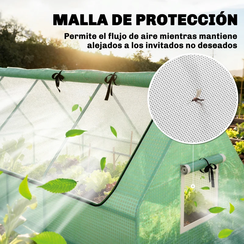 Outsunny Invernadero de Terraza Mini Invernadero 240x90x90 cm con Ventanas de Malla para Cultivar Verduras y Flores Verde