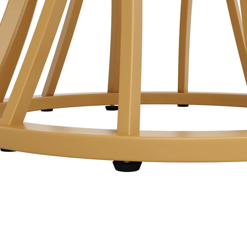 Tavolo da pranzo rotondo per 4 persone con piano in MDF, 80x80x76 cm, Bianco e Oro