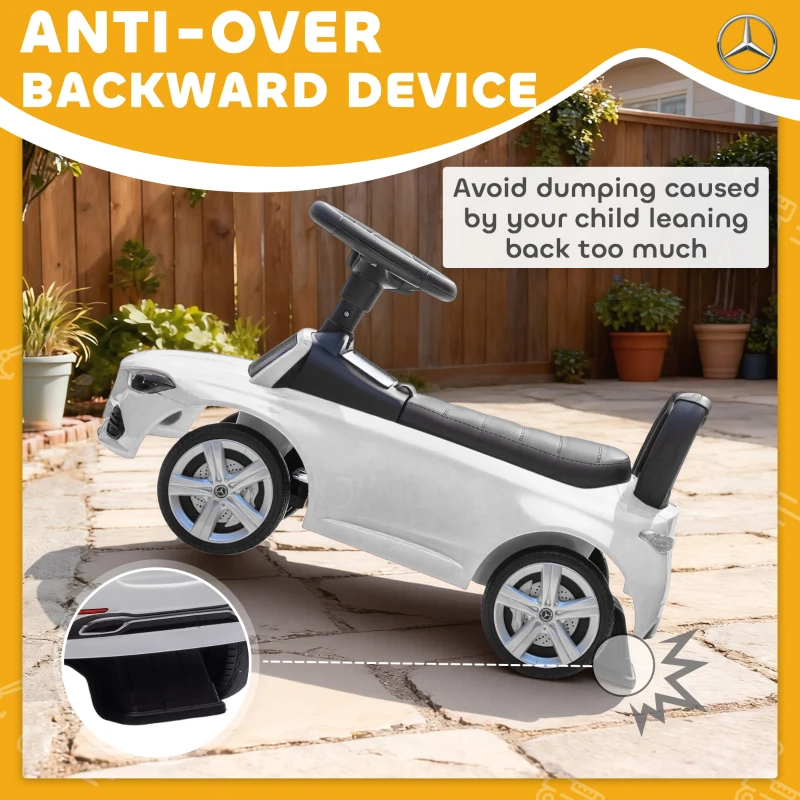 AIYAPLAY Voiture pour Enfants Licence Mercedes Benz avec Klaxon et Rangement, 65x28x39 cm, Blanc
