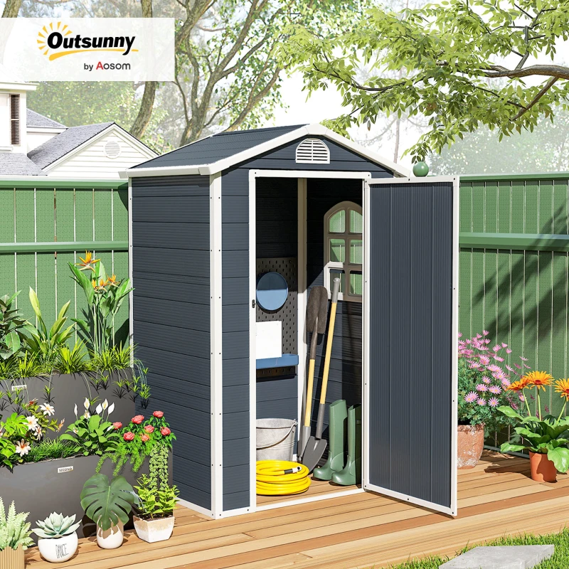 Outsunny Metal Storage Shed With Latched Door Good Ventilation Sloped Roof Outdoor Patio Equipment Tool Storage