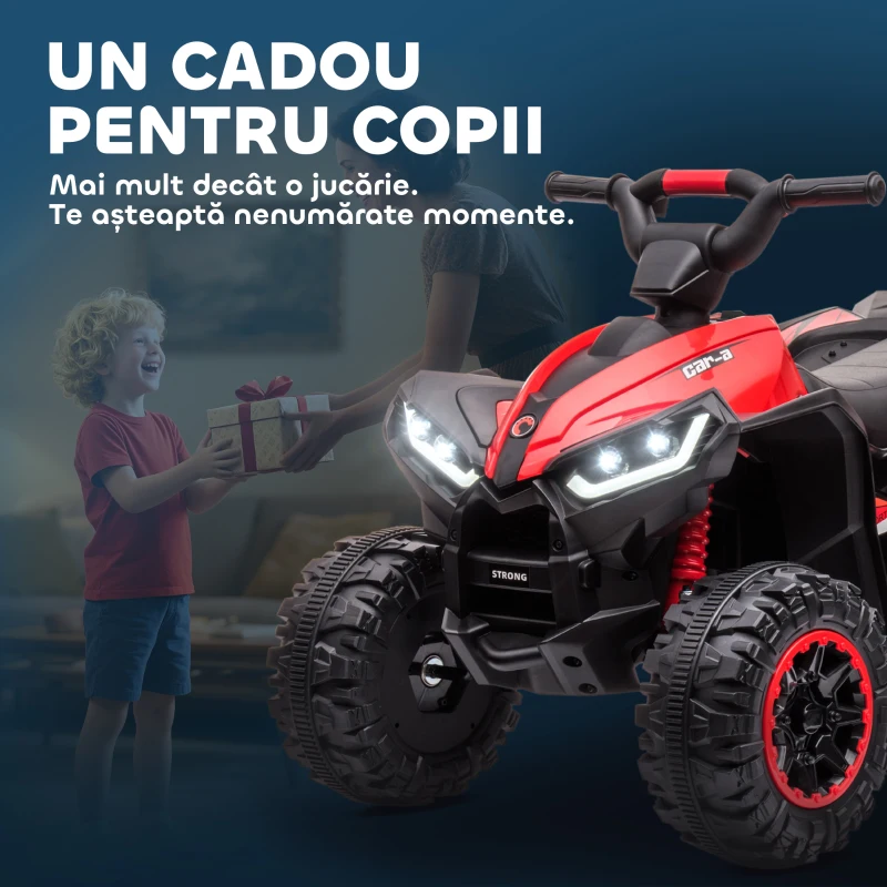 HOMCOM Quadriciclo Elétrico para Crianças de 3-5 Anos Veículo Eléctrico a Bateria 12V com 2 Motores 83x53x55,5cm Vermelho