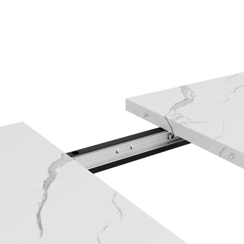 Tavolo allungabile da pranzo con struttura in metallo, 140-179.5x80x75.5 cm, Bianco e Nero