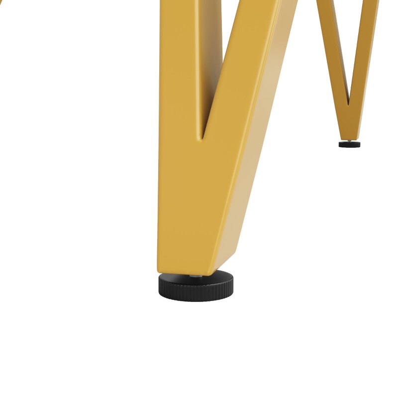 Tavolo da pranzo rotondo per 4 persone con piano in MDF, 100x100x76 cm, Bianco e Oro