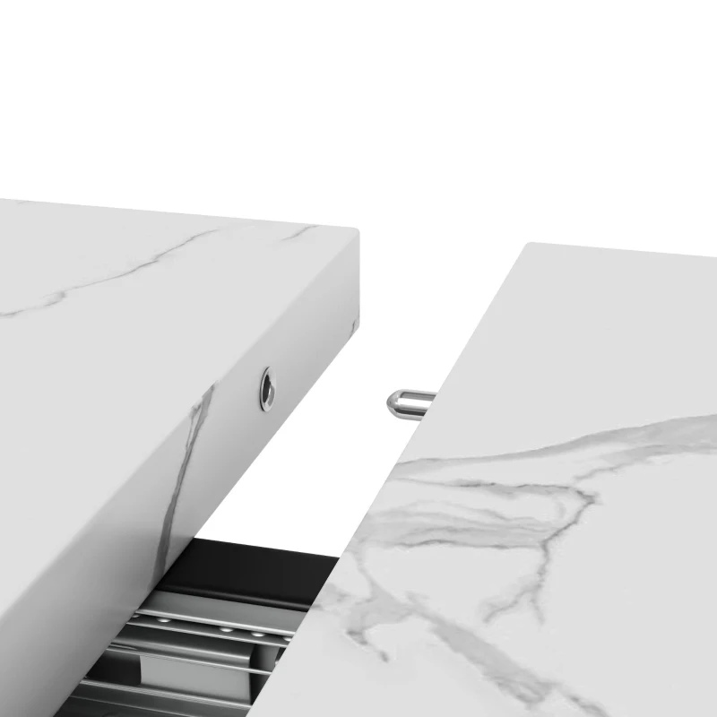 Tavolo allungabile da pranzo con struttura in metallo, 140-179.5x80x75.5 cm, Bianco e Nero