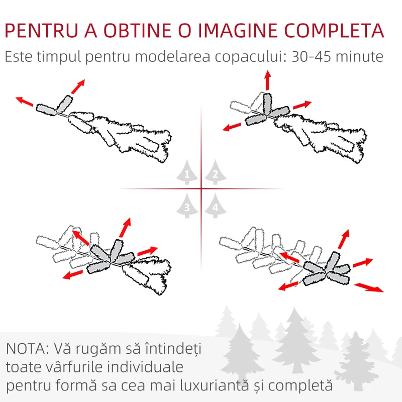 HOMCOM Brad de Crăciun Înzăpezit Înalt, 980 de Ramuri, Ø80x225 cm, Verde