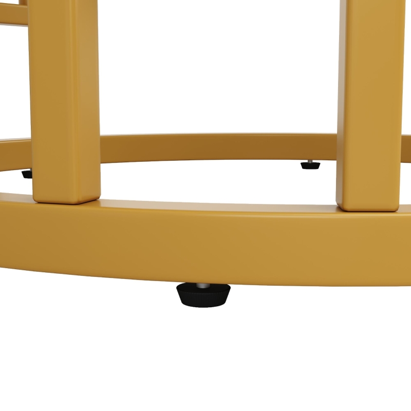 Tavolo rotondo da pranzo per 4 persone con gambe in metallo e piano in MDF, 80x80x76 cm, Bianco e Oro