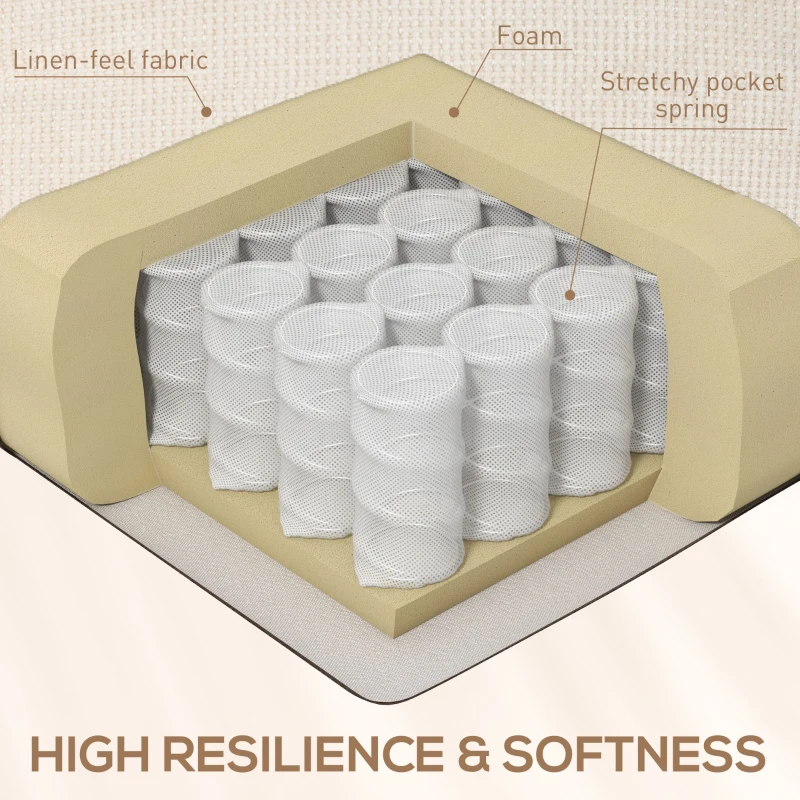 HOMCOM Fotoliu Modern Reclinabil 135° cu Suport pentru Picioare și Suporturi pentru Pahare Bej