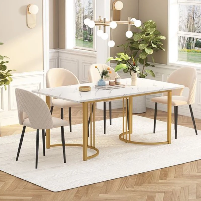 Masă de bucătărie dreptunghiulară cu cadru metalic stabil, 140x80x75 cm, Alb