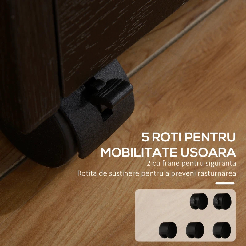 HOMCOM Dulap Portadocumente din Lemn cu 3 Sertare cu Chei de Securitate și 5 Roți, 39.2x40x65.4 cm, Negru