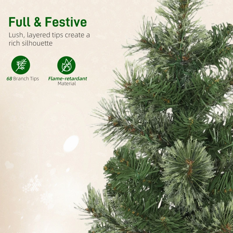 HOMCOM Pom de Crăciun Mic Înalt de 60cm cu 35 LED-uri Albe și Ramuri Ignifuge