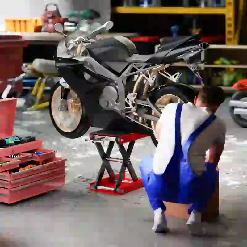 DURHAND 500KG Motorcycle Lift Scissor Jack, Height Adjustable Motorbike Stand with Anti-Slip Wide Deck, Heavy Duty Steel Motorbike Repair Lift Hoist Stand for Home Garage, Red